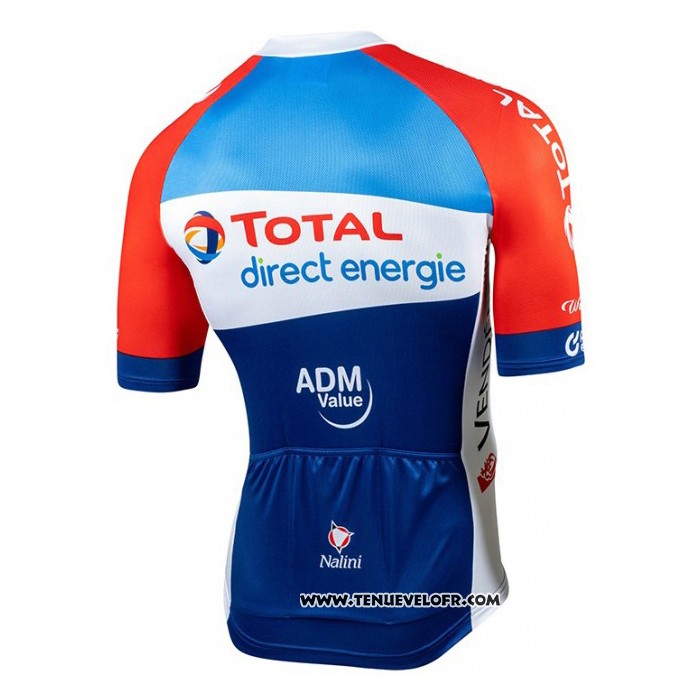 2020 Maillot Cyclisme Direct Energie Rouge Bleu Manches Courtes et Cuissard